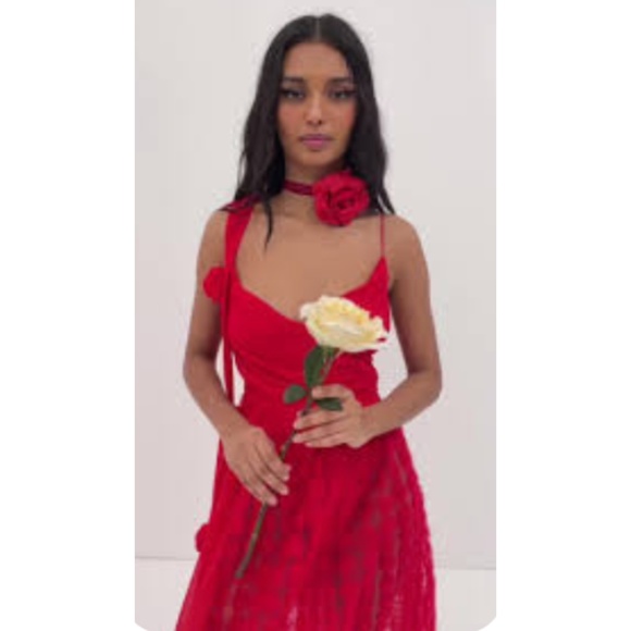 NEW For Love and Lemons Hannah Maxi Dress Red Small - Picture 7 of 17
